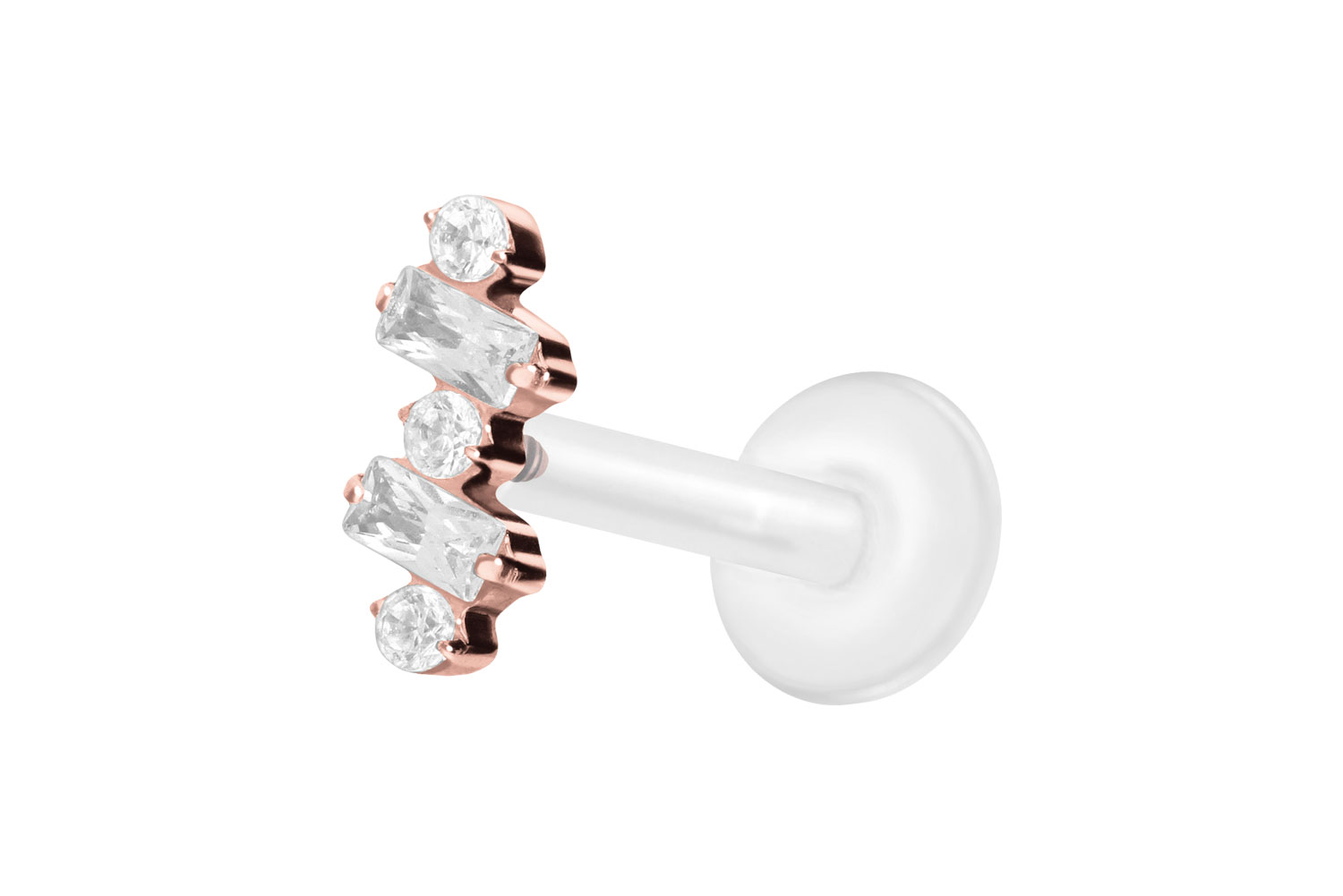 PTFE Labret Piercing mit Innengewinde + Titan-Aufsatz EINGEFASSTE KRISTALLE